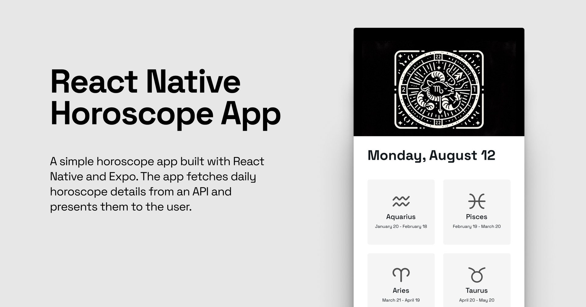 Screenshot of React Native Daily Horoscope App project