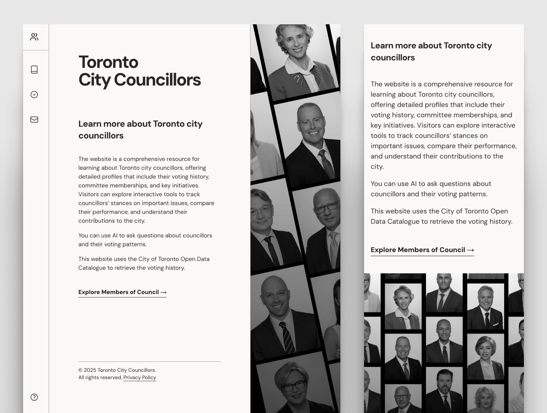 Screenshot of Toronto City Council Voting Records project