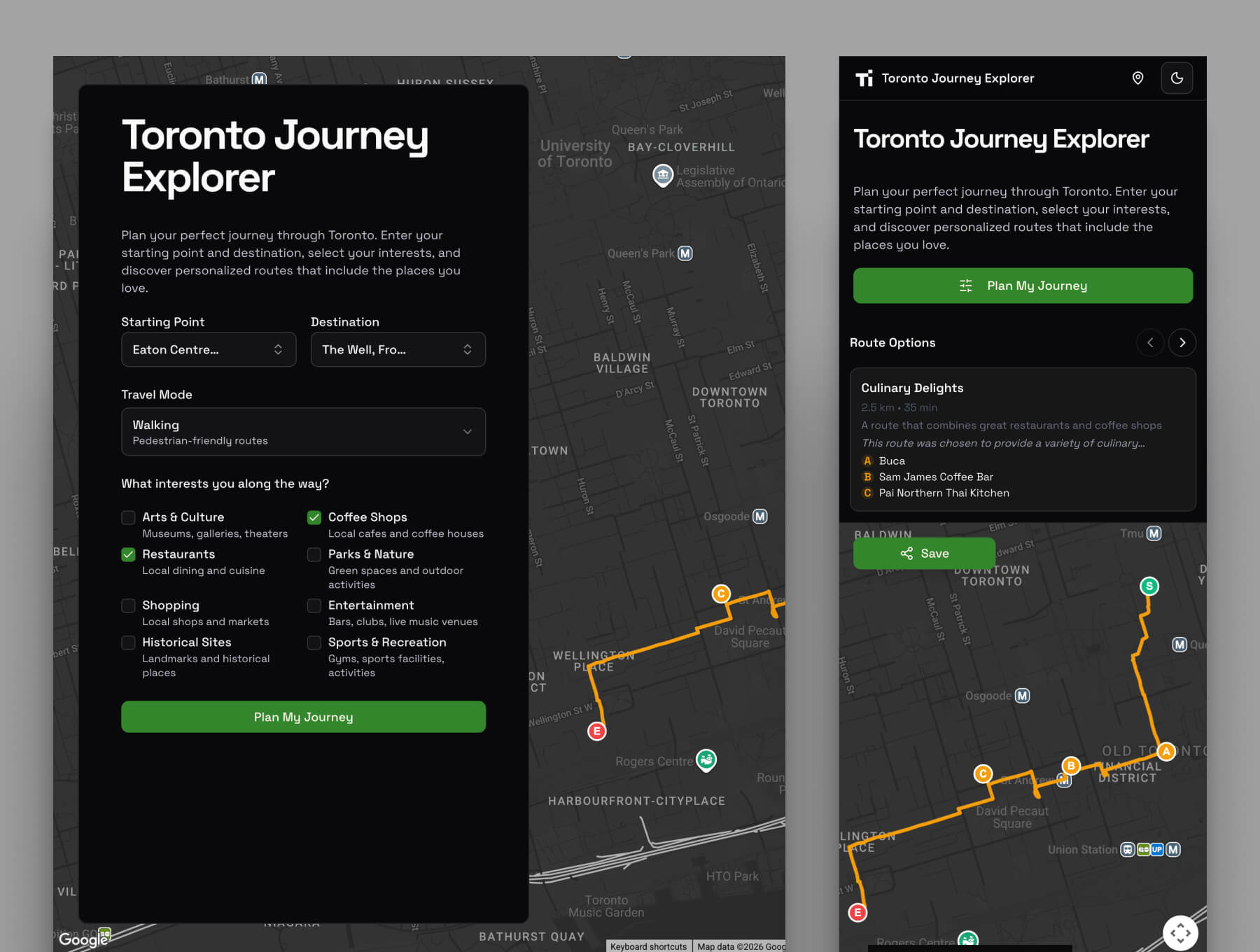Screenshot of Toronto Journey Explorer project