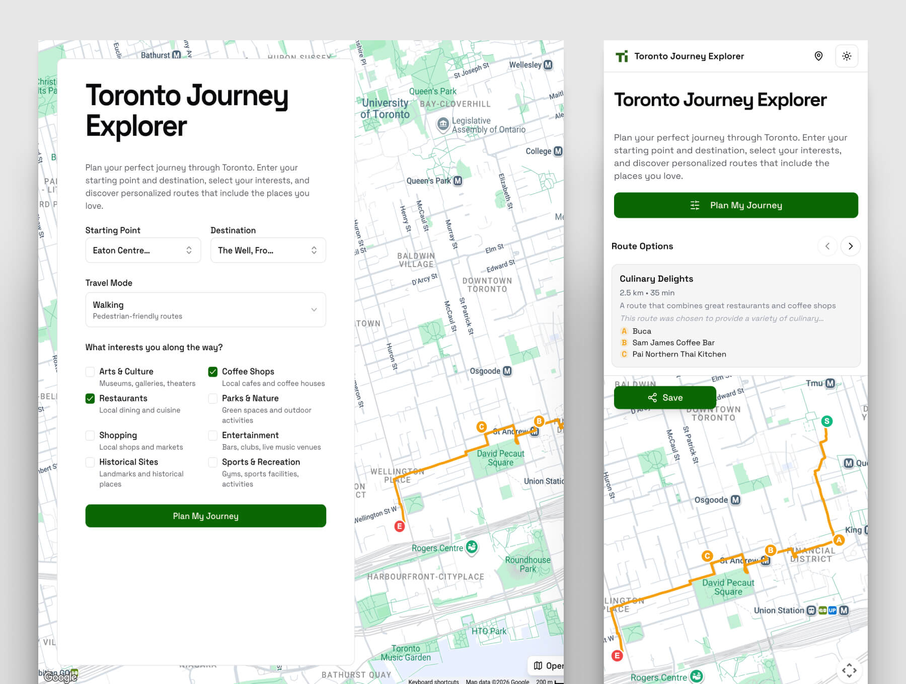 Screenshot of Toronto Journey Explorer project