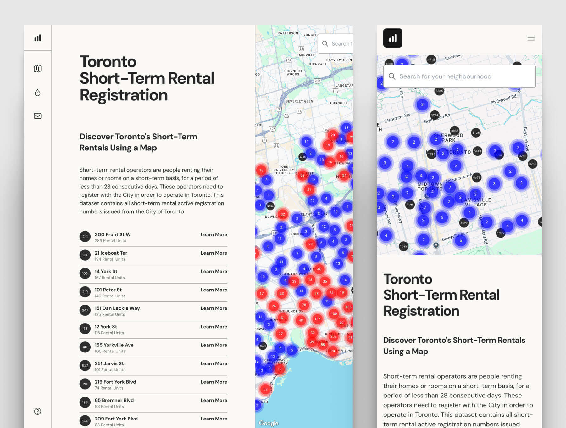 Screenshot of Toronto Short-Term Rentals project